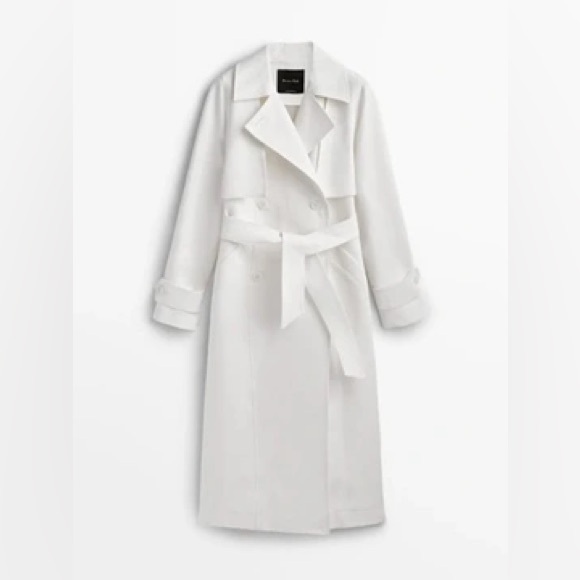 Massimo Dutti trench coat duster casual classic cream off-white with belt - Picture 10 of 12